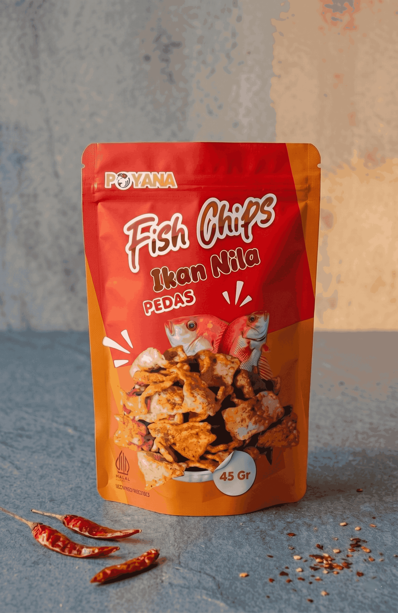 Fish Chips Ikan Nila Pedas 45 GR